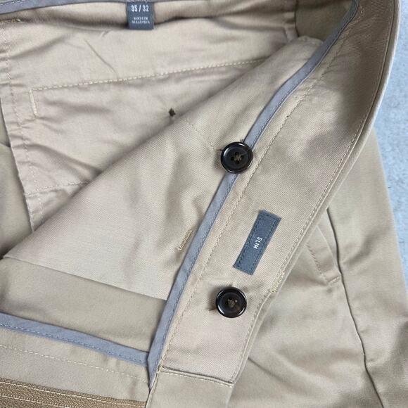 Bonobos 35x32 Beige Wednesday Slim Chino Flat Front Dress Pants - Picture 13 of 16